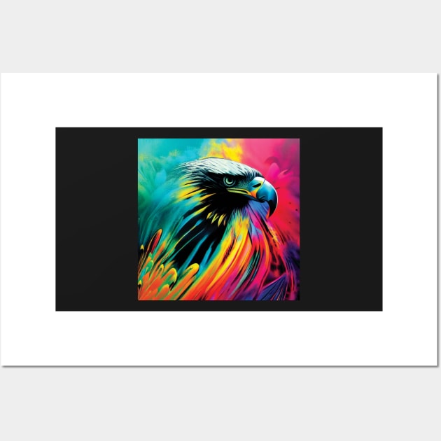 Bald Eagle in Striking Rainbow Colours Wall Art by Geminiartstudio